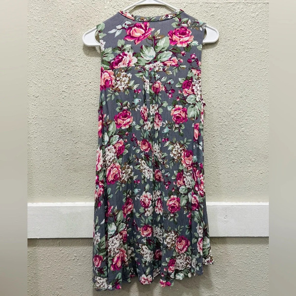 Umgee USA Grey and Pink Floral Sleeveless Mini Dress Size Small - Picture 4 of 5